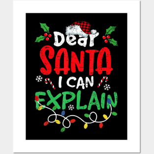 Christmas Dear Santa I Can Explain Santa Hat Lights Posters and Art